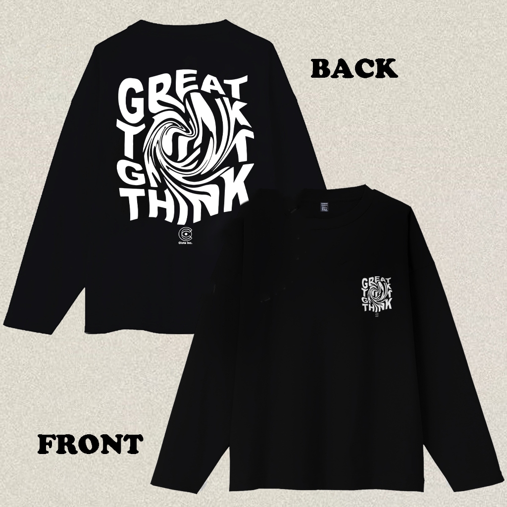 RENELLE Kaos Lengan Panjang Pria Distro Original 100% Kaos Lengan Panjang Hitam Dengan Huruf Putih P