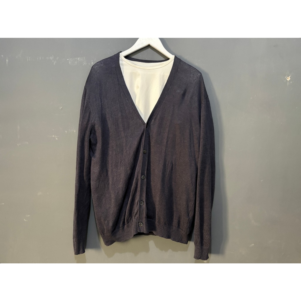 Cardigan Pria Uniqlo, Biru, XL