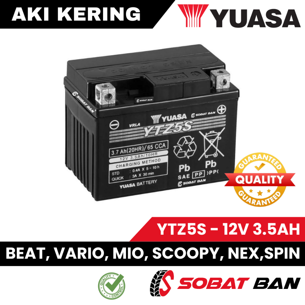 AKI KERING YUASA YTZ5S MOTOR Vario 110, Mio Soul GT, Beat, Vixion YUASA YTZ5S Aki Kering 12V 3.5A