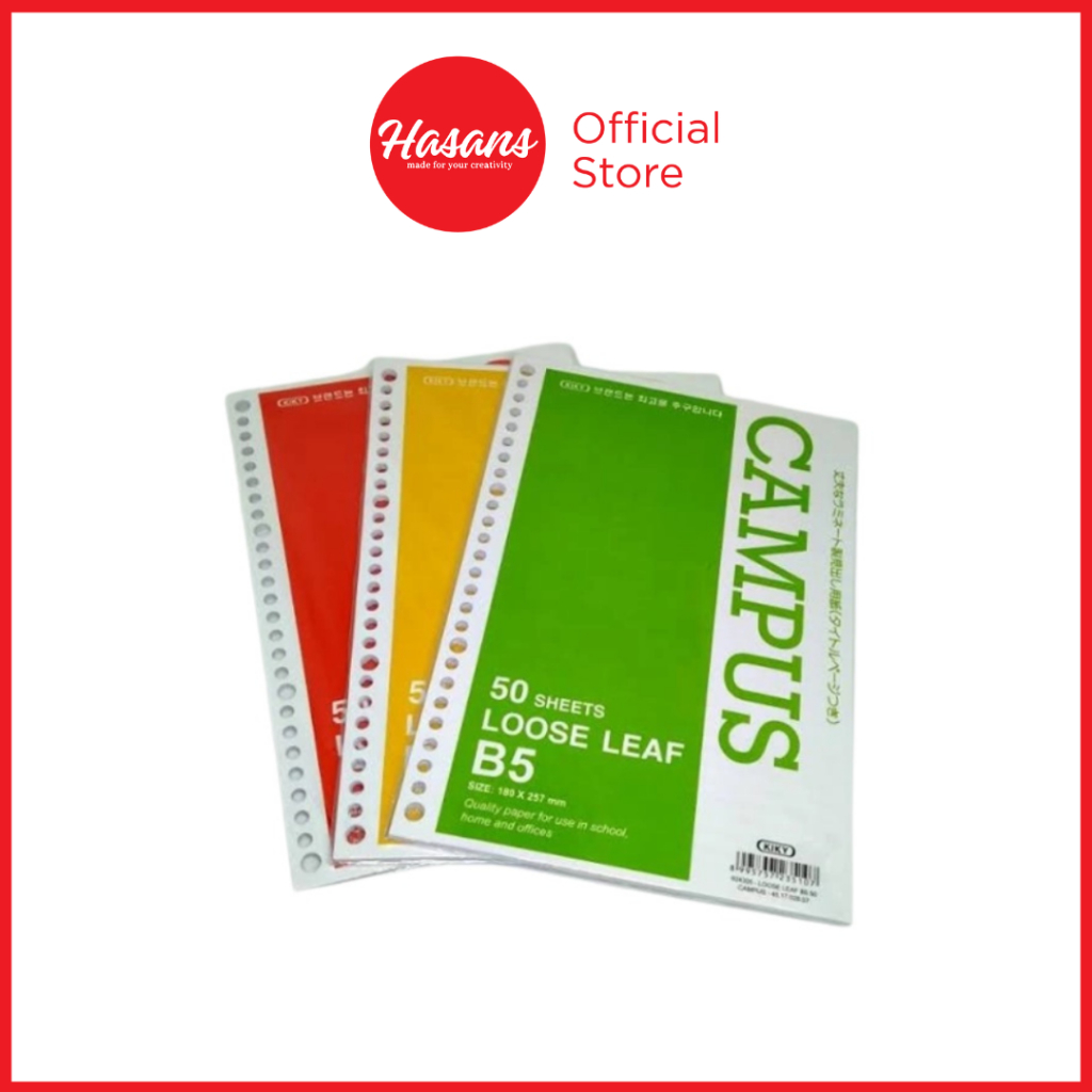 

Kiky Loose Leaf Isi Binder B5 Putih 50 Lembar / Kertas Garis Isi Binder / Kertas Binder / Kiky Loose Leaf B5-50 / Joyko, Loose Leaf B5-7026(50S)