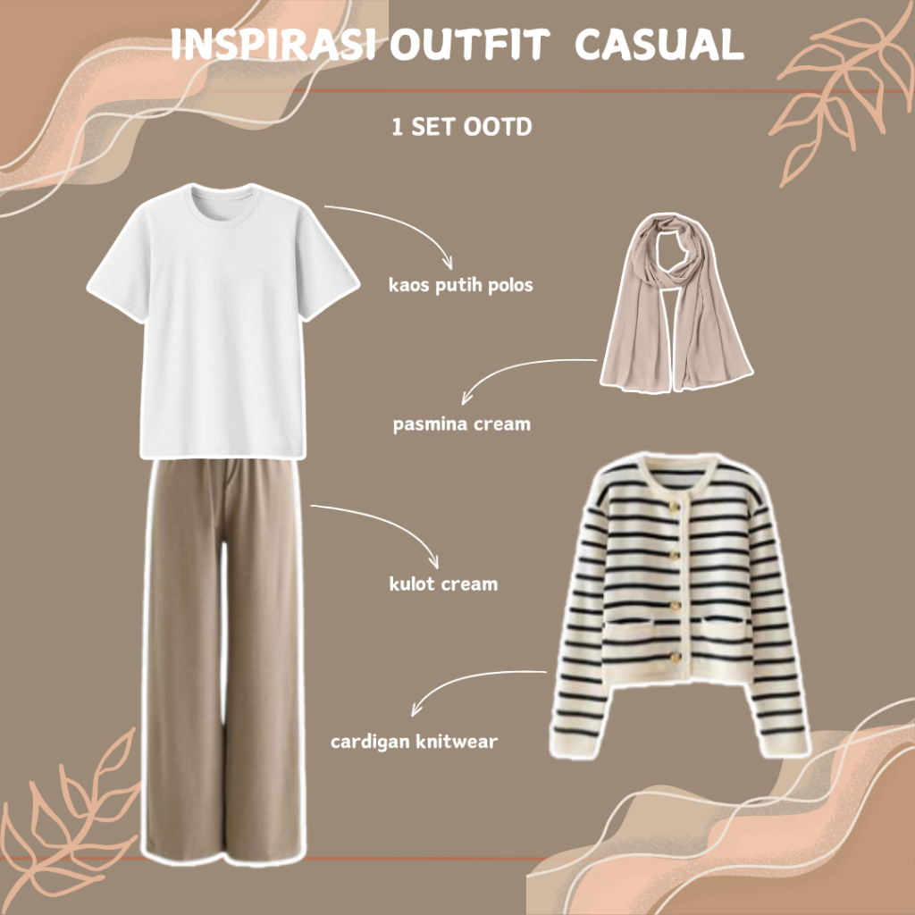 Outfit Set Wanita Santai | Baju Set Celana Kulot | Adem & Ringan, Casual