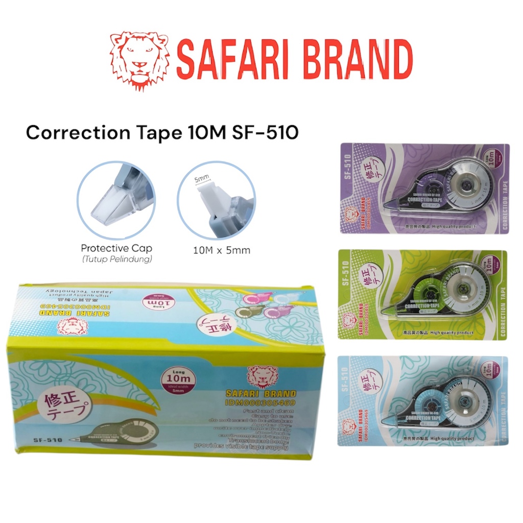

(SF510-LUSIN) Correction tape tipe x ex stipo kertas pita trondol 10M fancy warna pastel safari brand