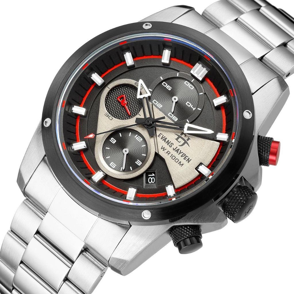 Big Sale  Jam Tangan Pria Evans Jayden 9589 Stainless Stell Kaca Sapphire Water Resistant 5ATM