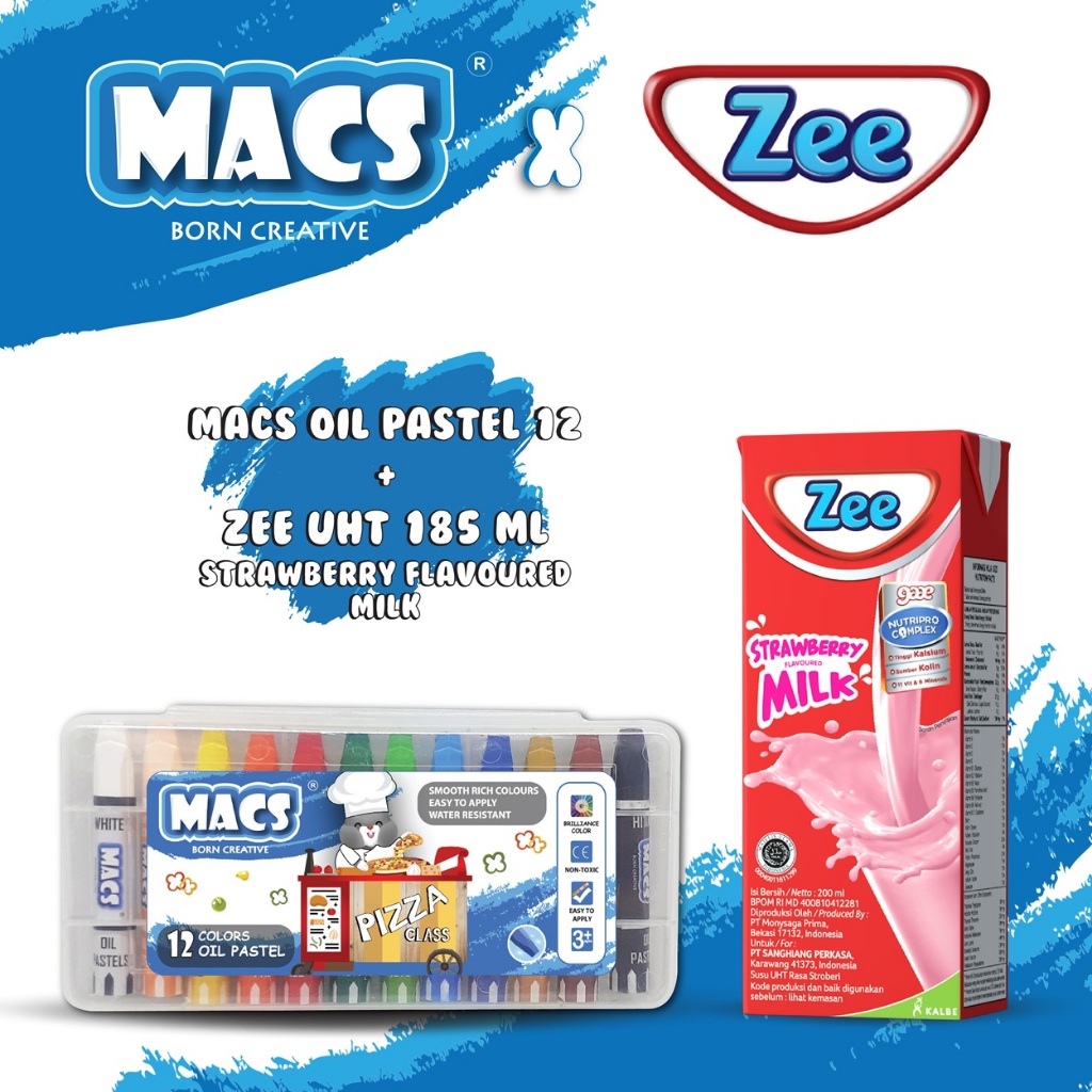 

MACS X ZEE - MACS Oil Pastel 12pcs free ZEE UHT MILK 185ml