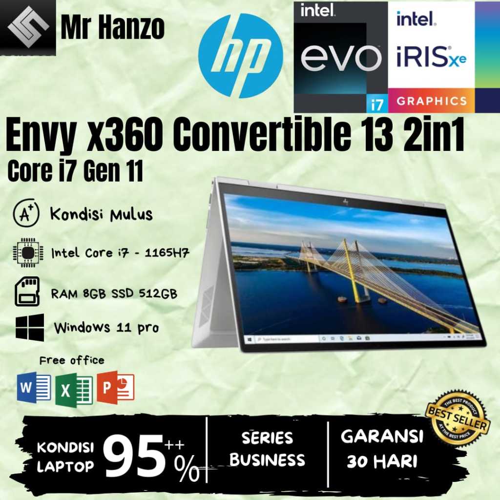 hp envy x360 convertible 13 core i7 1165G7 | 8Gb | SSD 512GB | 2n1 TOUCHSCREEN