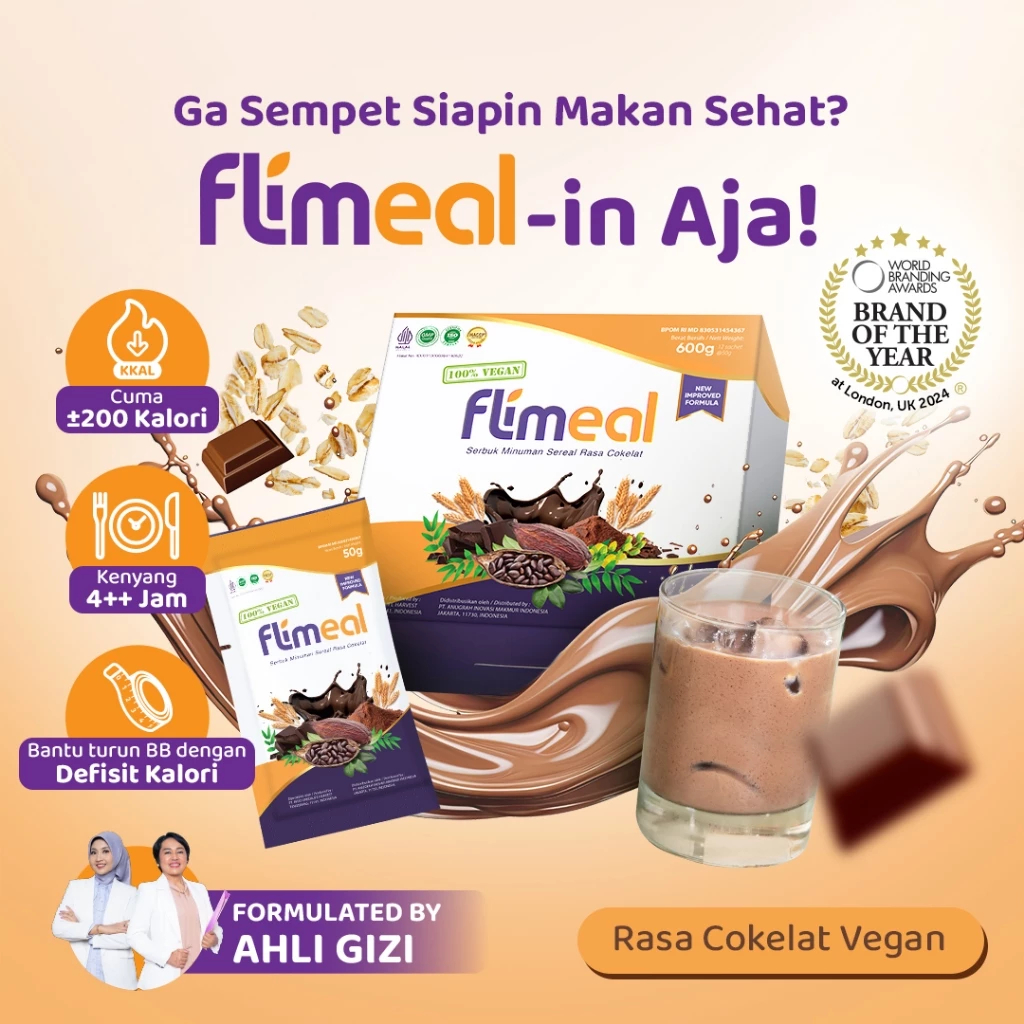 

Flimeal Meal Replacemet 1 Box isi 12 Sachet BPOM HALAL 100% Original - Flimeal minuman Diet - Flimeal minuman Protein - Flimeal Coklat Vegan