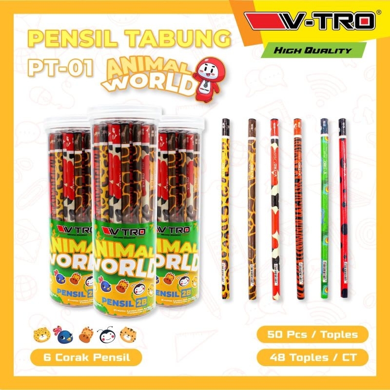 

pensil 2B Tabung Vtro isi 50 pcs/motipbatik/motipanimal