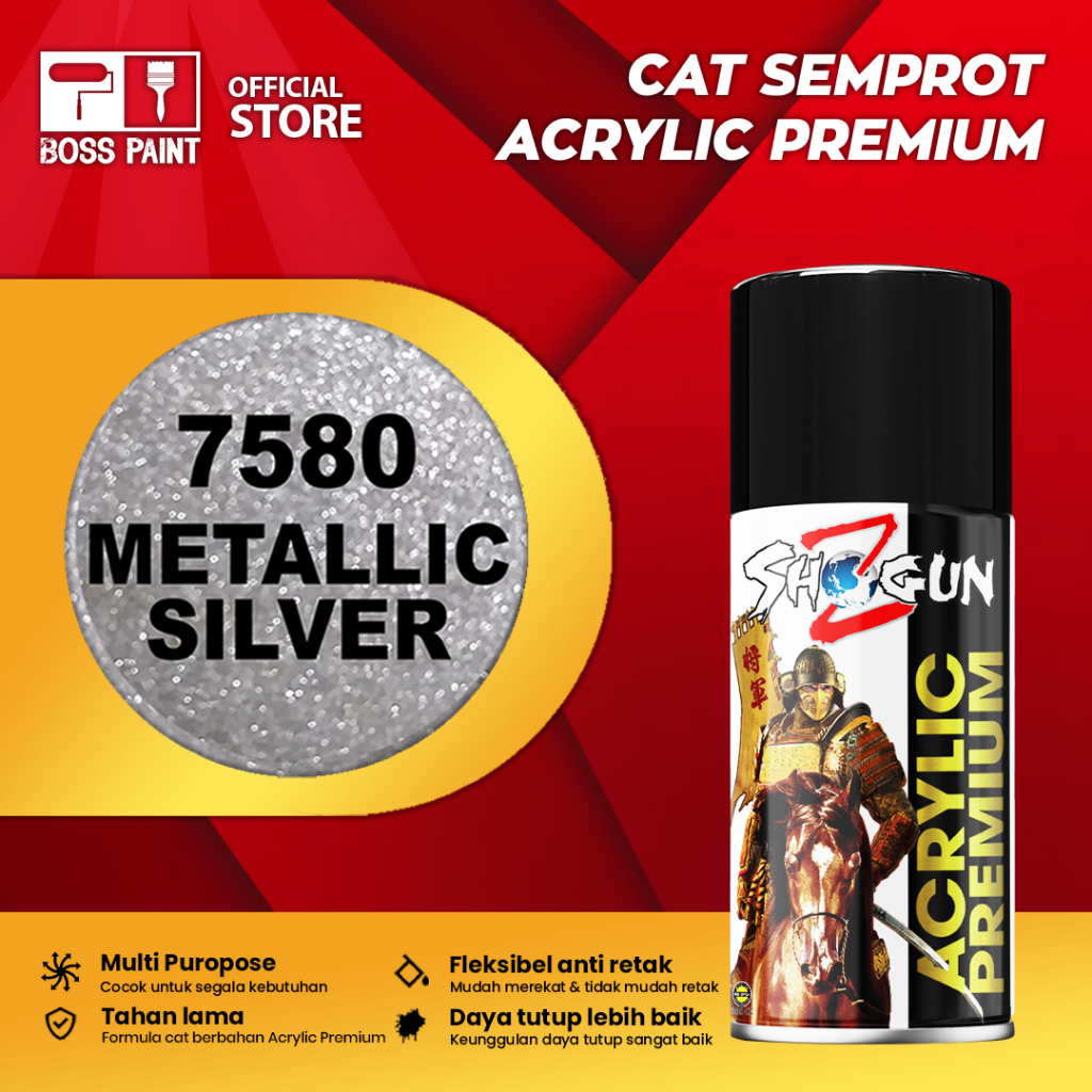Cat Semprot Motor Pilox Pylox Pilok Shogun Z Paint Acrylic Premium Warna Metallic Silver 7580 (300CC
