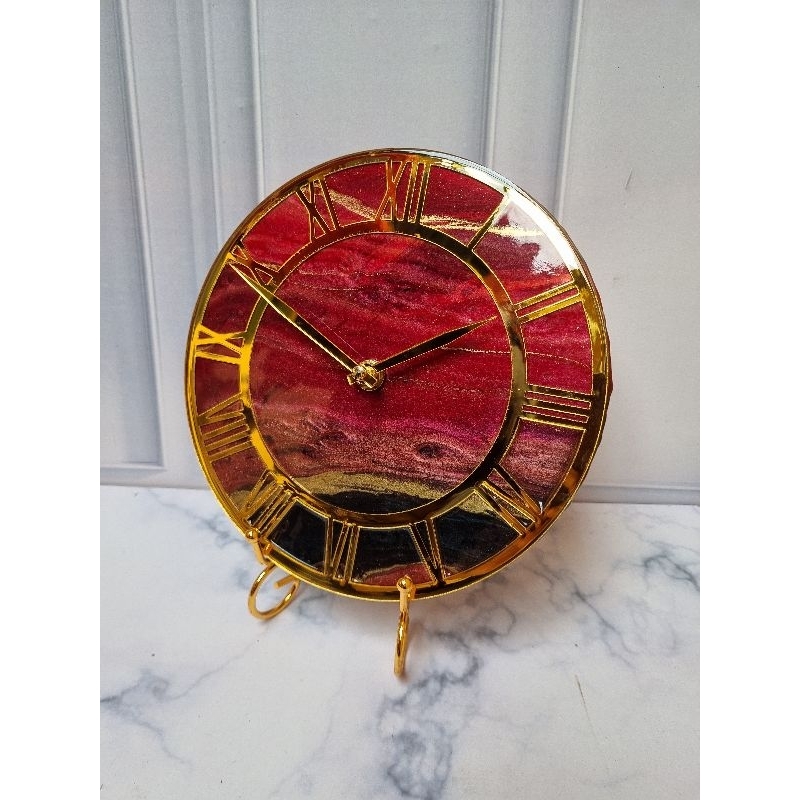 Jam Motif Planet Custom Resin Art 20cm | Jam Resin Art Kado Souvenir Mahar | Resin Art Custom