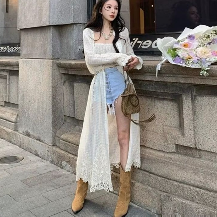 08200 Baju atasan luaran YOLANDA COVER UP MAXI DRESS lengan panjang Korean style wanita premium impo