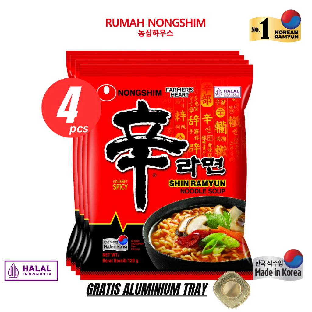 

Bundling EMPAT - Nongshim SHIN RAMYUN Noodle Soup ORIGINAL [120 gram x 4 pcs]