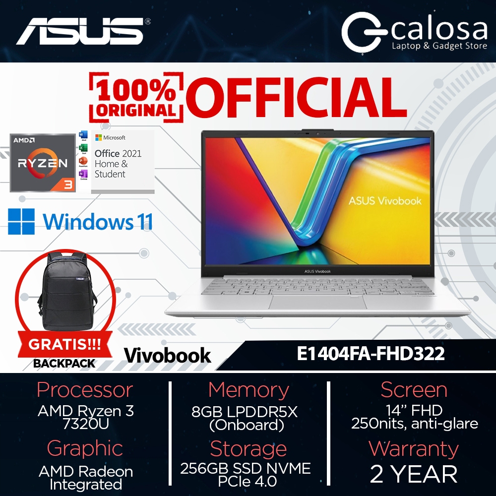 Laptop Asus Vivobook Go 14 E1404FA FHD321M FHD322M FHD323M FHD351M FHD352M FHD353M AMD Ryzen 3 7320U