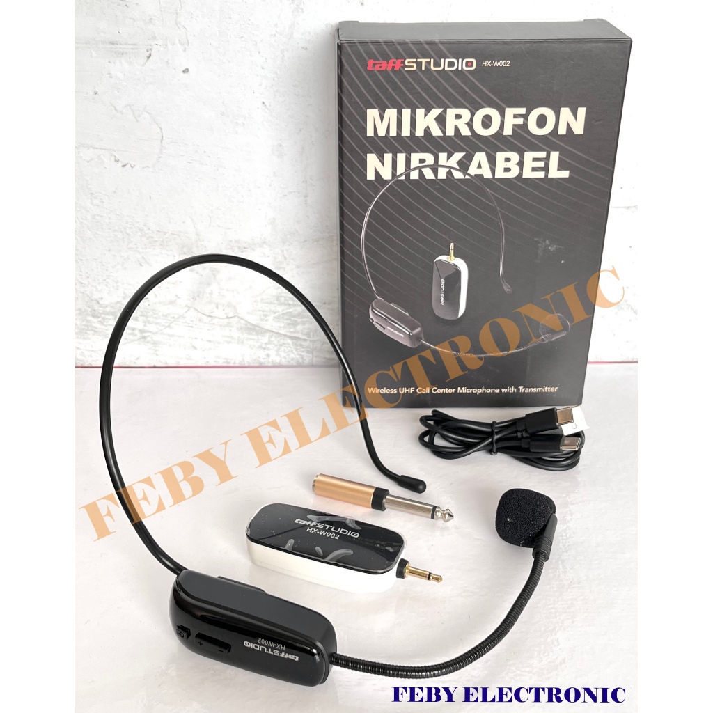 Mic Wireless 1 Headset sistem Charge microphone bando murah tanpa kabel