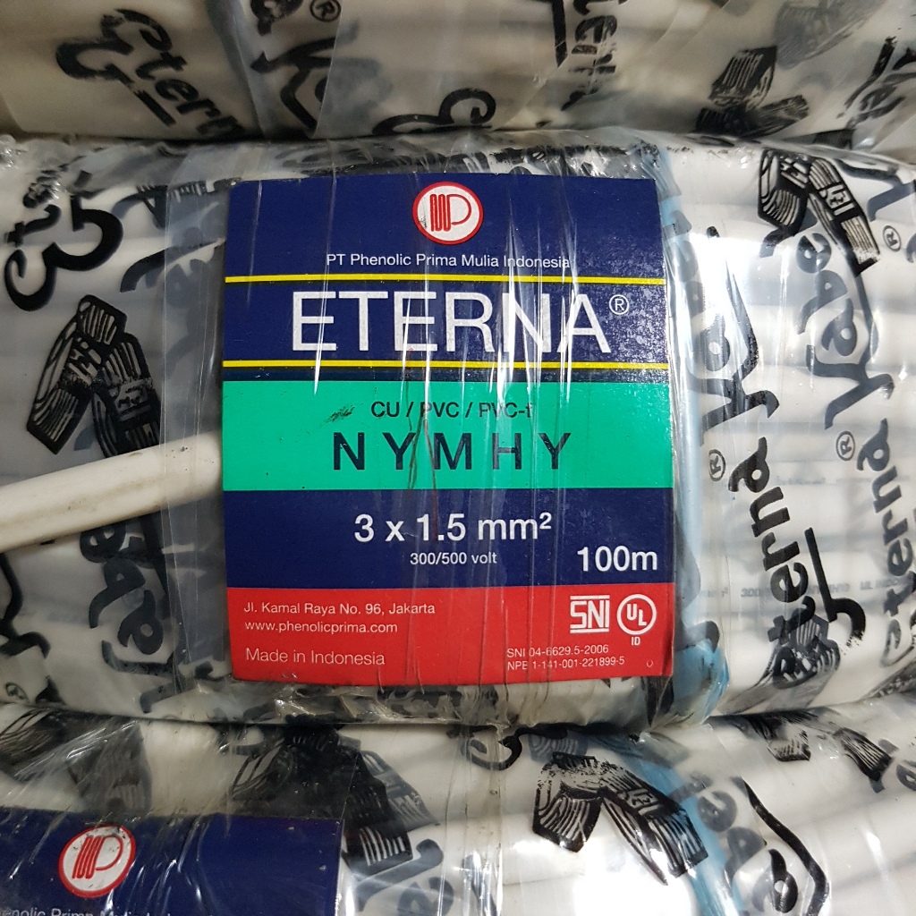Eterna Kabel Listrik NYMHY 3 x 1.5 mm² Rol 100 Meter