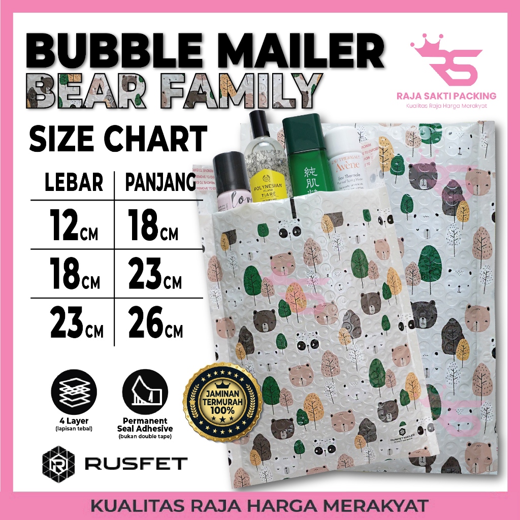 

Amplop Bubble Mailer Motif Beruang Lucu Bubble Mailer Bear Family Packing Rusfet Premium Termurah