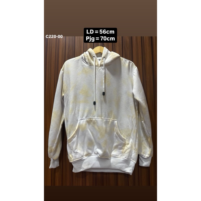Jaket Tiedye Preloved Pria Wanita - Hoodie Poli Putih Kuning No Brand [C220-00]