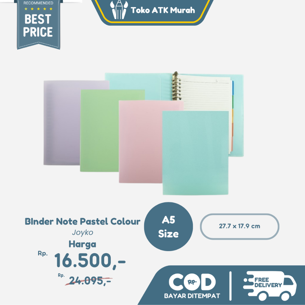 

Binder Note Pastel Joyko A5 MHPTSM-517 / B5 MHPT-143 - Binder Ukuran A5 B5