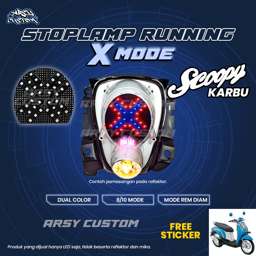 Lampu Rem Scoopy Karbu X Running Mode 8 10 Otomatis Manual Lampu LED Aksesoris Variasi