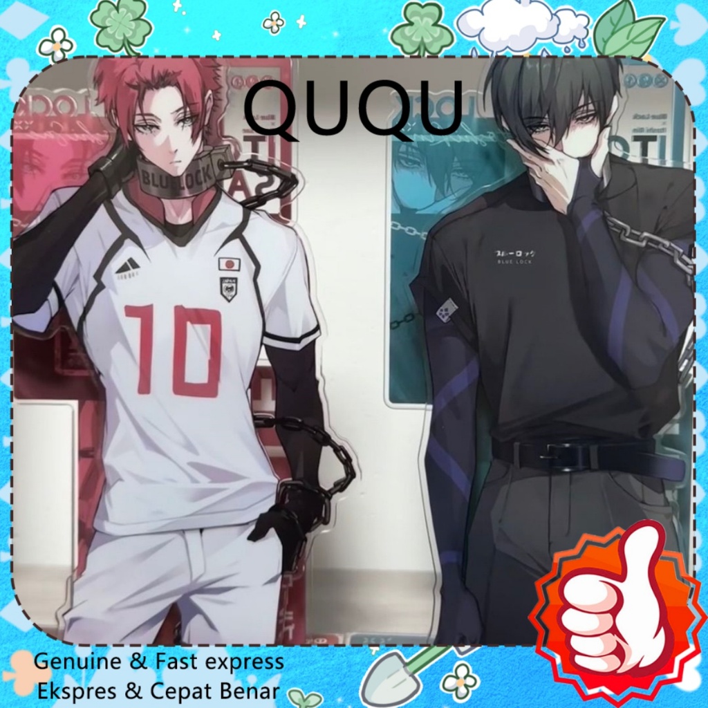 QUQU BLUE LOCK Rin Itoshi Acrylic Red Black Keychain Desktop Ornament Pendant