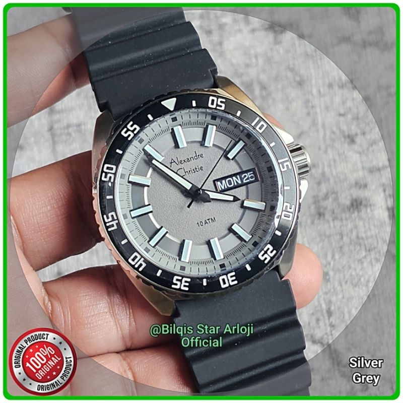 Alexandre Christie Diver Ac 6541 ME Day Date Case Silver Original