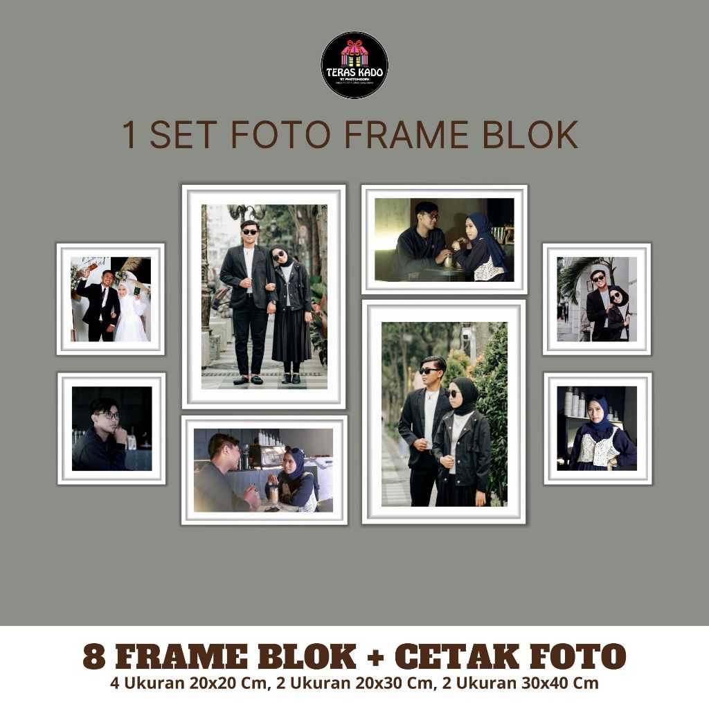 1 SET PAKET CETAK 8 FOTO BINGKAI FRAME BLOK FIBER CUSTOM (PREMIUM)