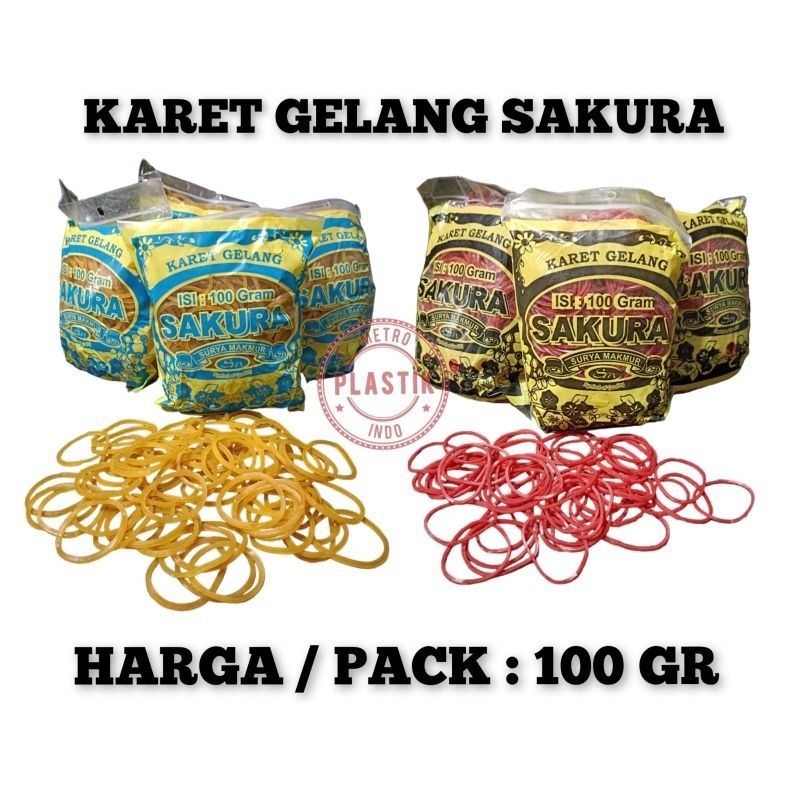 

Karet / Karet Gelang 100 Gram Kuning & Merah / Karet Sakura / Karet Murah / Karet Pengikat Warna Kuning dan Merah
