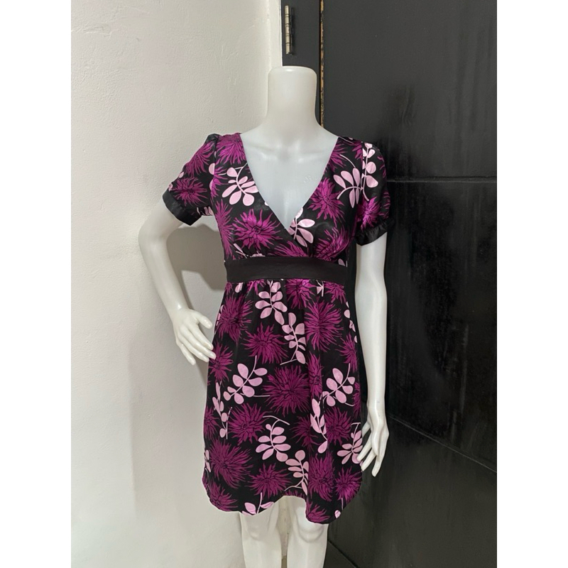 ALANO Mini sexy dress satin baju tidur piyama wanita lengan pendek