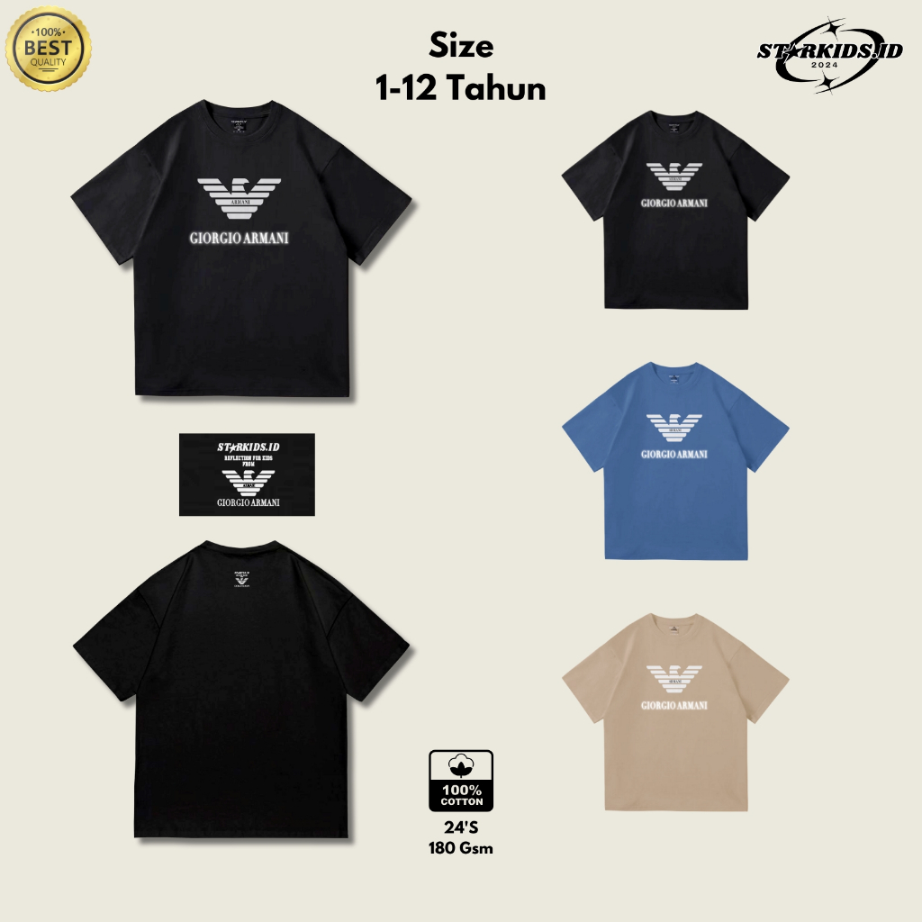 STARKIDS.ID KAOS ANAK REFLEKTIF 1-12 TAHUN 100% COTTON COMBED 24s LAKI LAKI PEREMPUAN - KAOS GIORGIO