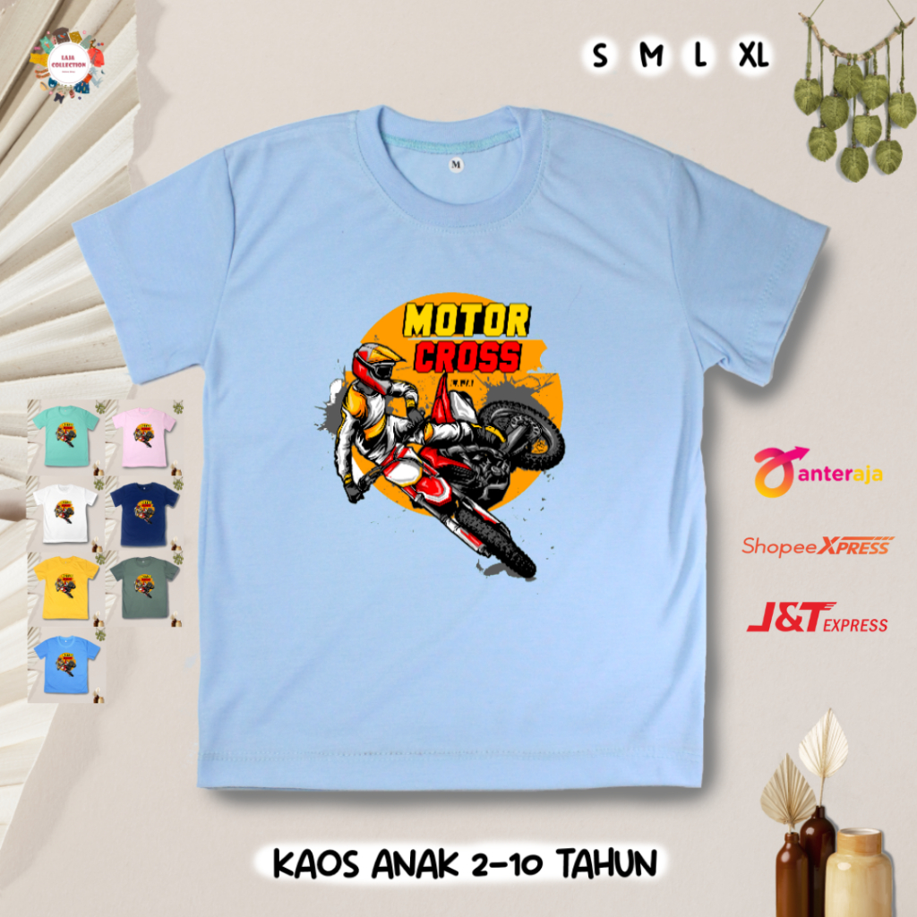Kaos Anak Kartun Laki Laki Motor Cross Umur 2-10 Tahun LAJA / Kaos Anak Kartun / Viral / Kaos Murah 