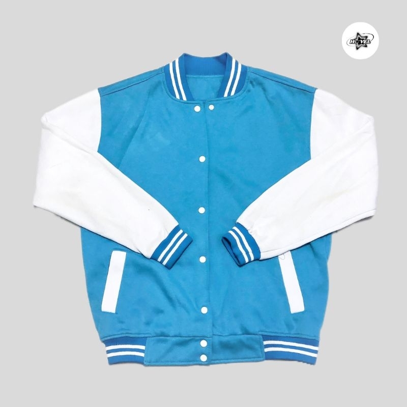Jaket Varsity Baseball Outer Biru