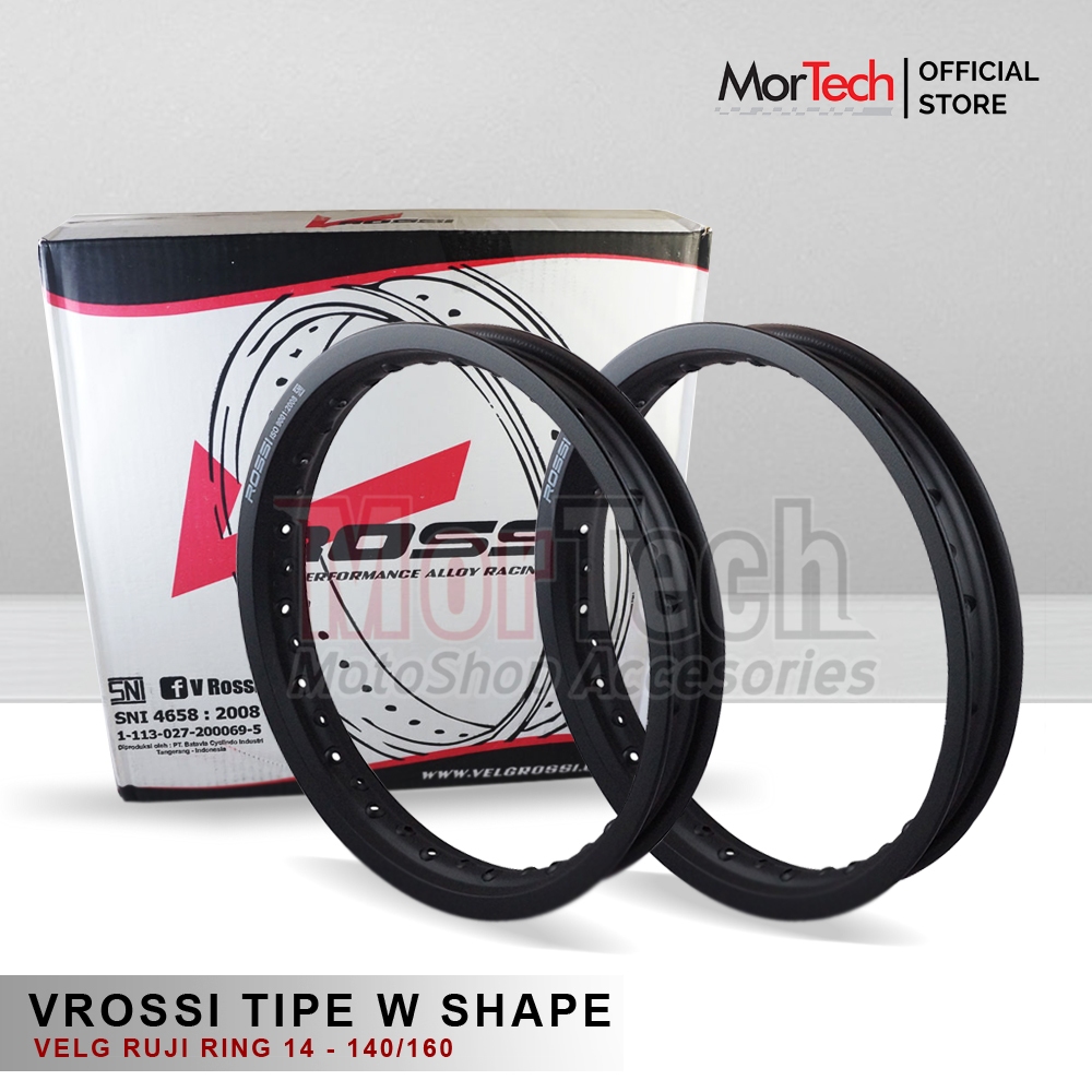 Velg Set Rossi W Shape 36 Hole Alumunium Alloy Rim Jari jari Ring 14 Ukuran 140/160 Matic Honda Vari