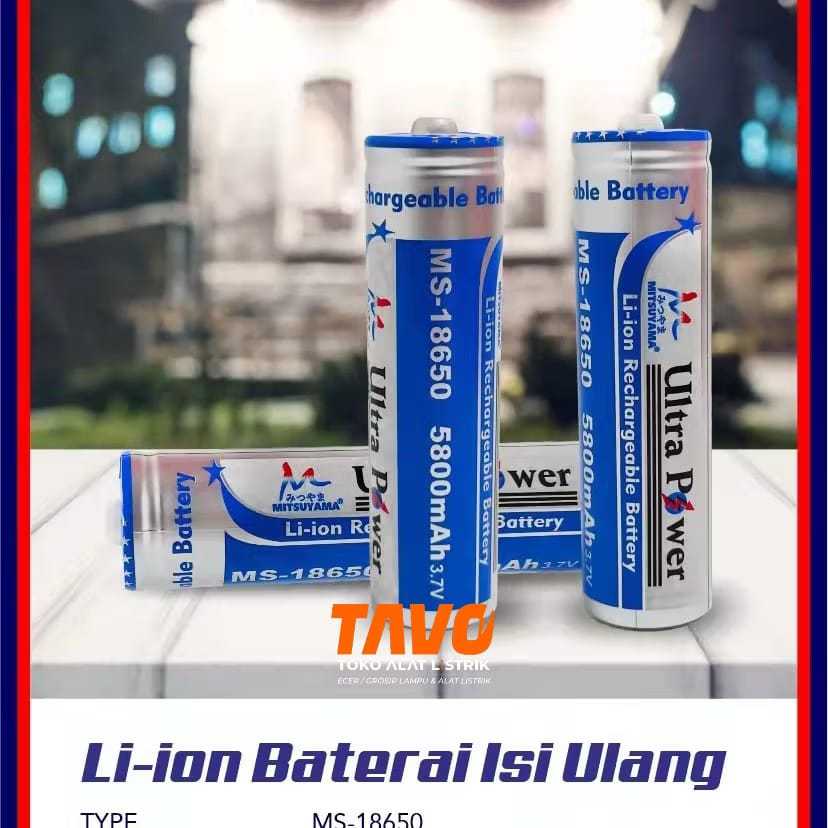 Baterai Cas Senter Charge MS 18650 5800 mAh 3,7V Mitsuyama baterai cas senter kepala baterai ultrapo