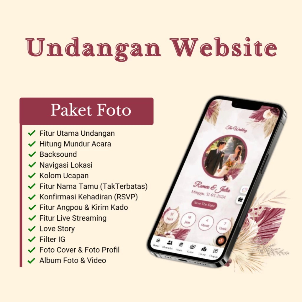 Undangan Digital Pernikahan Wedding | Simple, Elegan, & Bisa Custom Nama