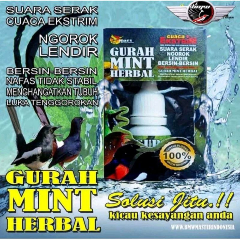 GURAH MINT HERBAL OBAT SERAK BURUNG VOLUME DAHSYAT SUARA KRISTAL BUNYI GACOR VITAMIN BURUNG UNTUK BU