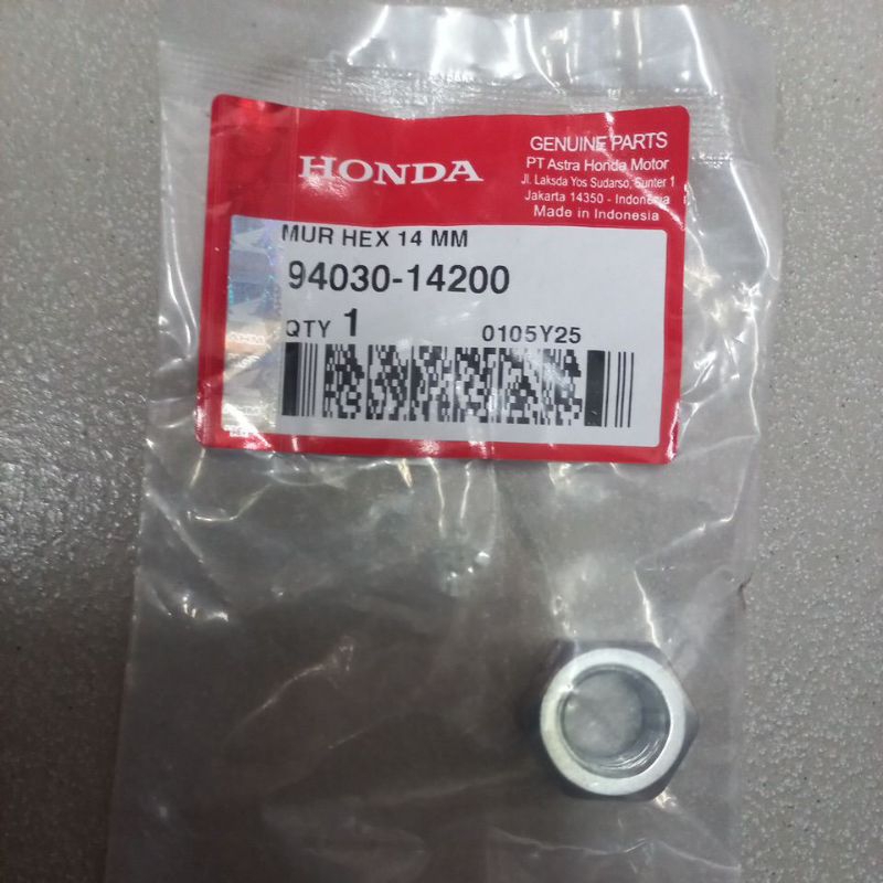 9403014200 – NUT HEX 14MM, MUR KIPAS RUMAH ROLLER, MUR KRUK AS BAGIAN KIRI, MUR PULLY DEPAN ADV 150,