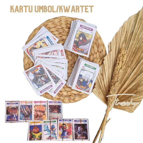 Kartu Kwarted 384 LEMBAR Kwartet Umbol Mainan Jadul Permainan Tepuk Kartu Bergambar Karakter