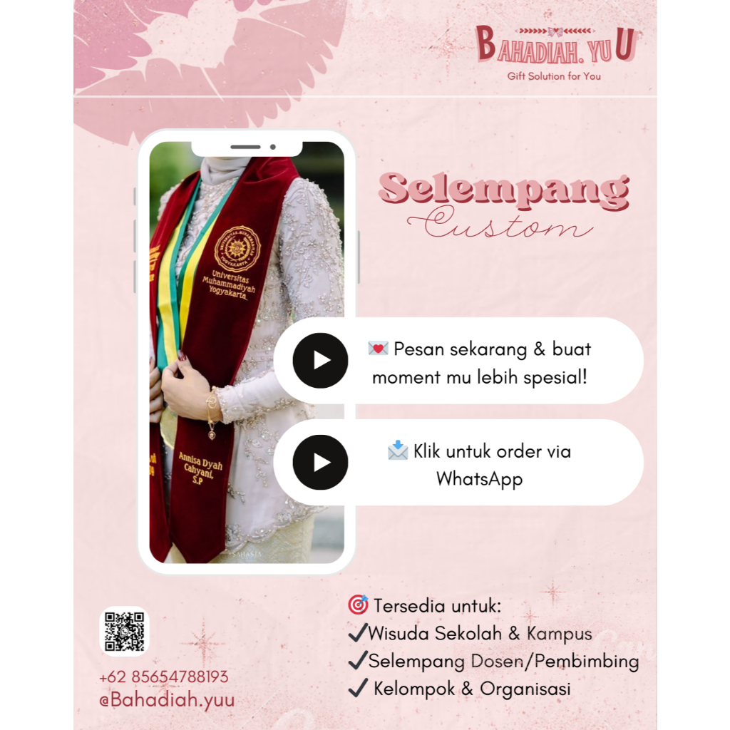Selempang Wisuda 2 Lapis Bordir Komputer | Bahan Bludru Premium / Selempang Wisuda