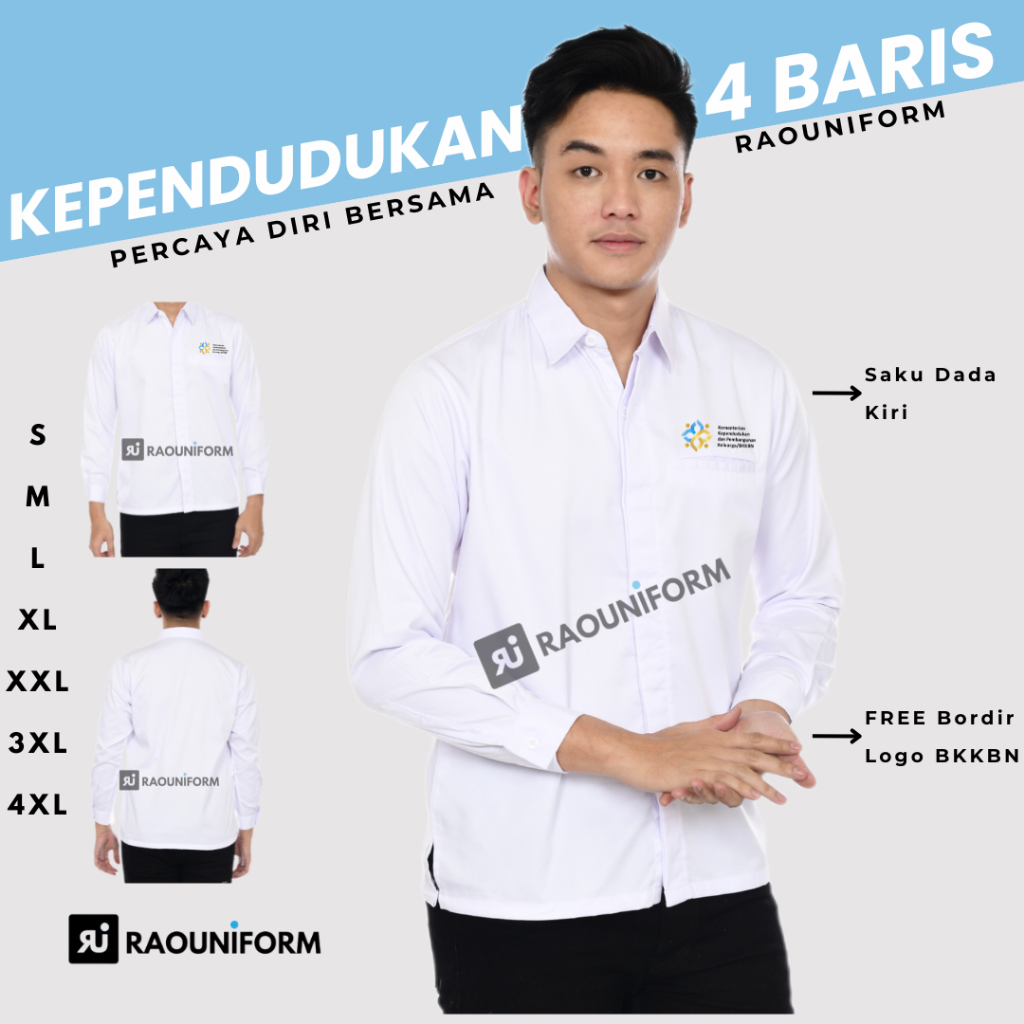 KEPENDUDUKAN 4 BARIS-Kemeja BKKBN Kependudukan 2025/Baju Dinas BKKBN 2025/Seragam Kependudukan Pria