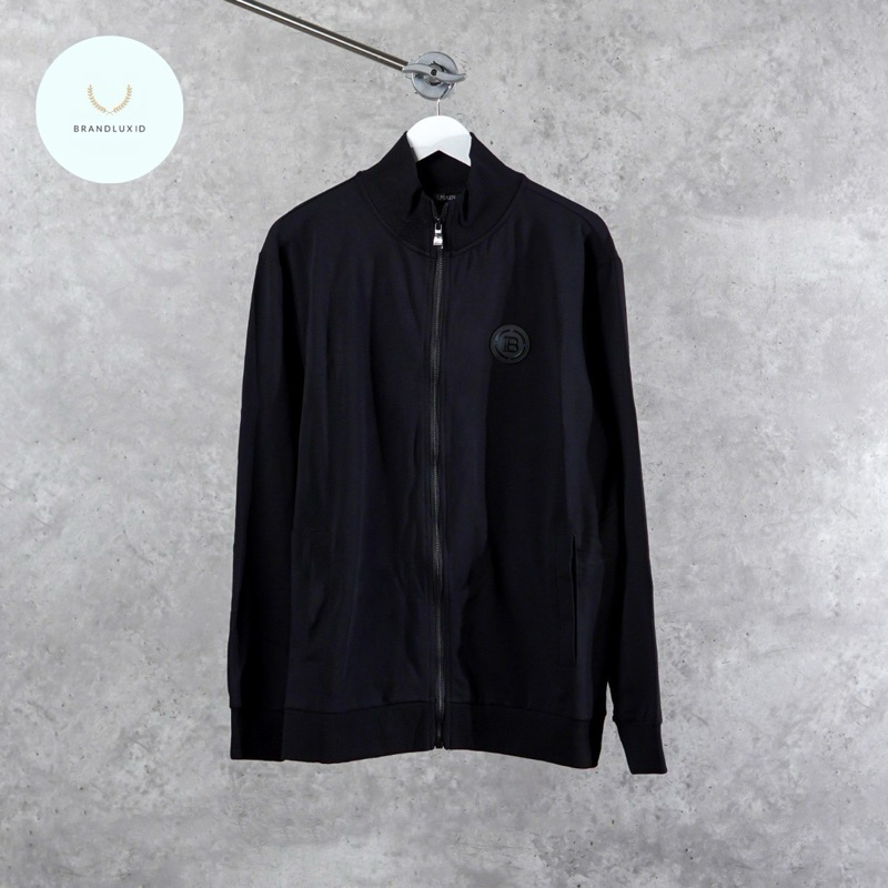 Balmain Embroidered Text back Zip Jacket in Black