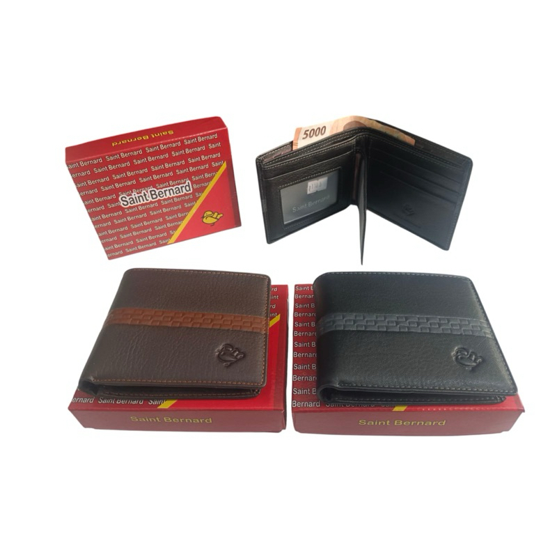 [Saint Bernard] Dompet Lipat Pria Kulit asli Saint Bernard
