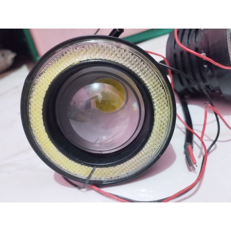 LAMPU KABUT FOGLAMP FOG ANGEL EYES UNIVERSAL 89MM FOGLAMP LED SUPER TERANG AVANZA/XENIA/CALYA/SIGRA/