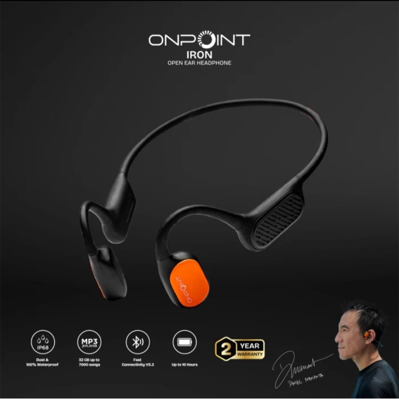 ONPOINT IRON OpenEar Bone Conduction Headphone Headset open ear BLACK