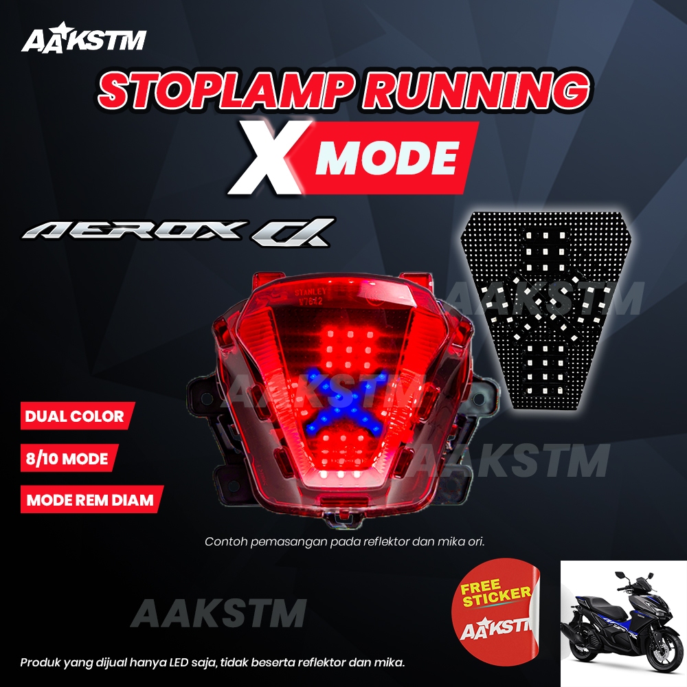 Lampu Rem LED Aerox Alpha Turbo X Mode LED 8 10 Mode Running Lampu Belakang Variasi Modifikasi Motor
