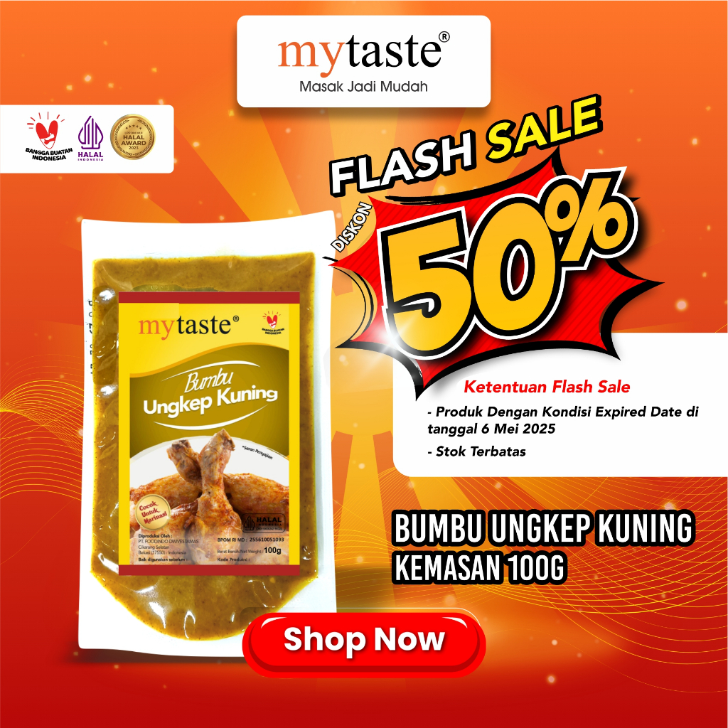 

MYTASTE BUMBU UNGKEP KUNING KEMASAN 100G FLASH SALE DISKON 50 % NEAR EXPIRED DATE