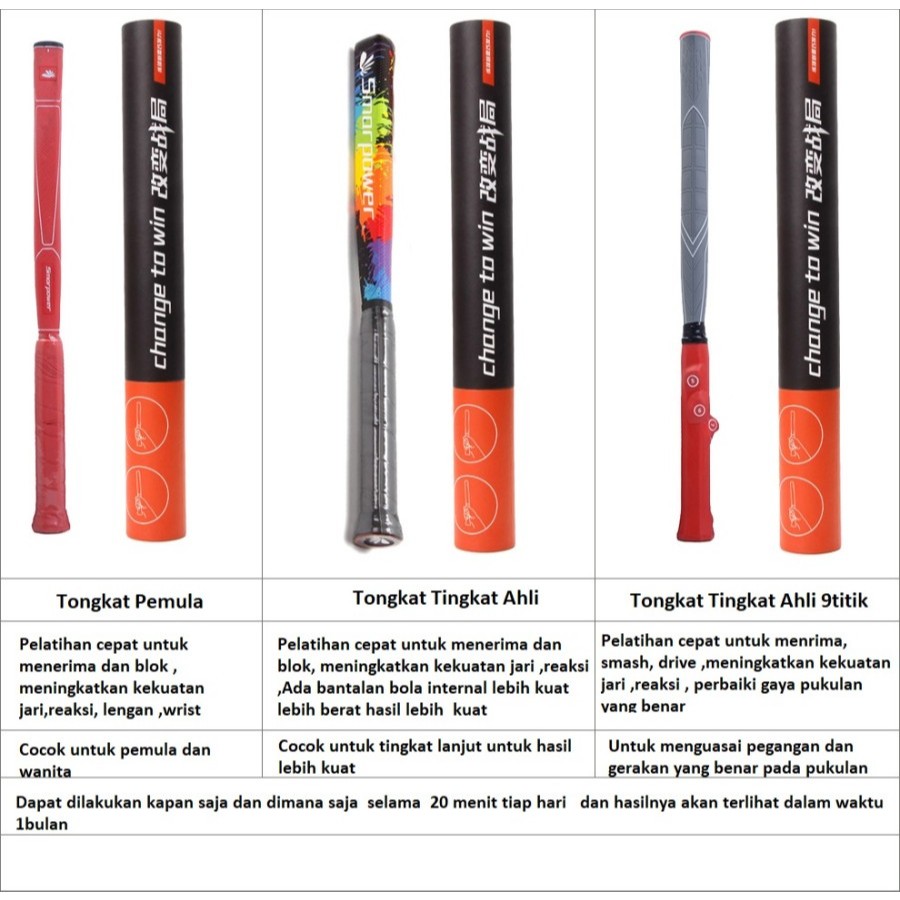 SmarPower Alat Bantu Tongkat Pelatihan Raket Badminton / Bulutangkis Bergetar