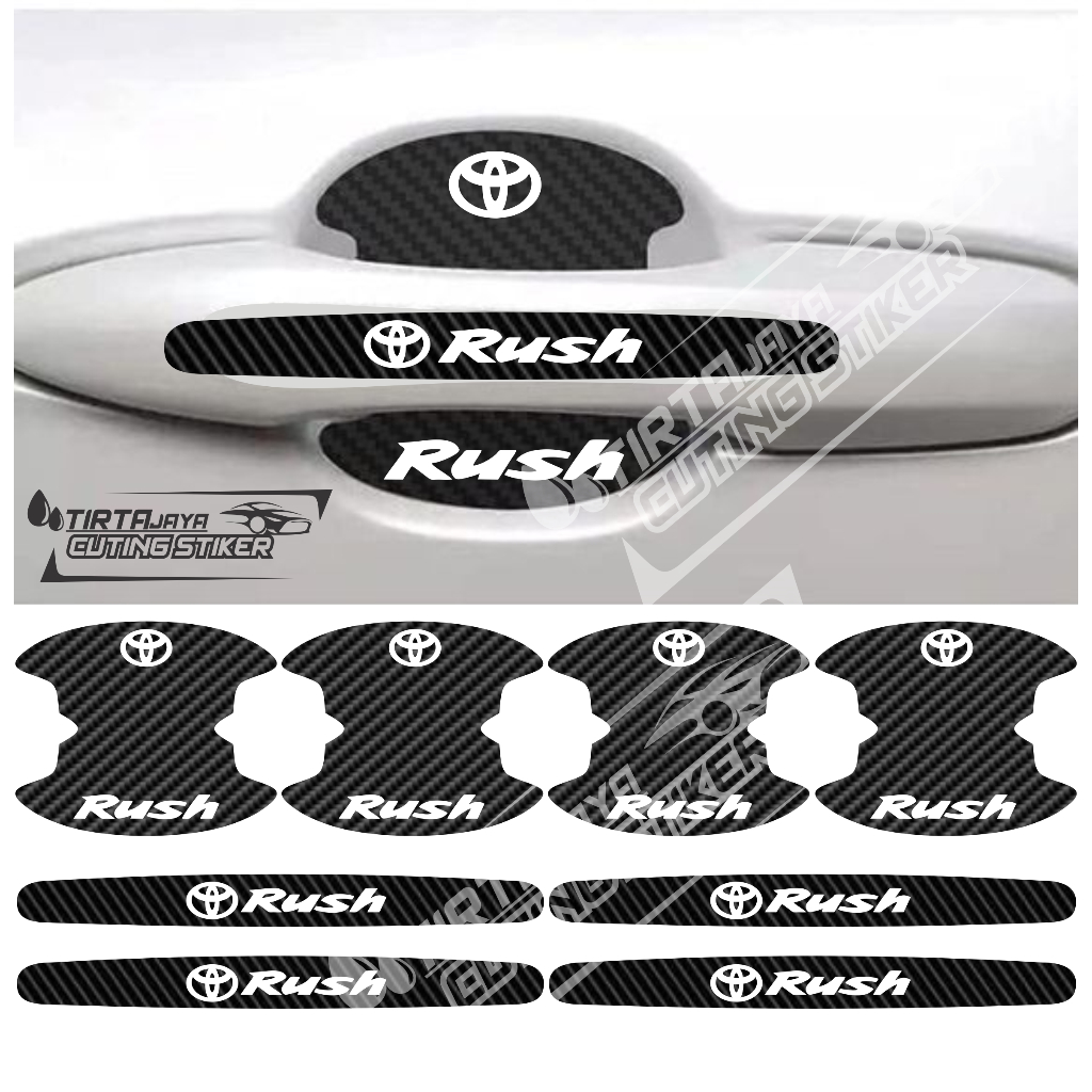 8 pcs sticker karbon handle pelindung gagang pintu mobil toyota rush