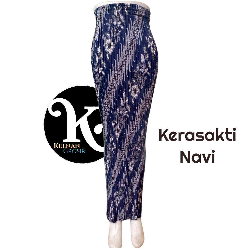 Rok Plisket Batik Motif Kerasakti Navi