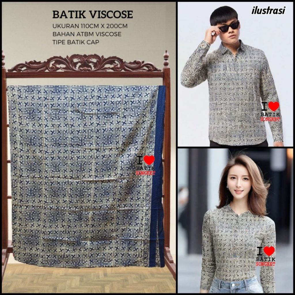 VISCOS PASTEL PARANG MOTIF 37 BAHAN KAIN BATIK VISCOSE VISKOS ATBM KATUN BIRU CANDY