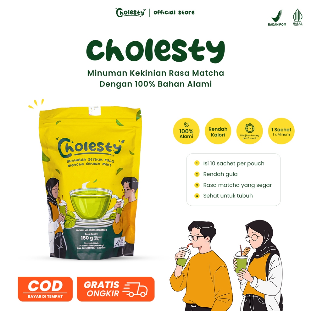 

Promo Cholesty Minuman Rasa Matcha Viral Kekinian Dengan 100% Bahan Alami dan Pemanis Alami Stevia