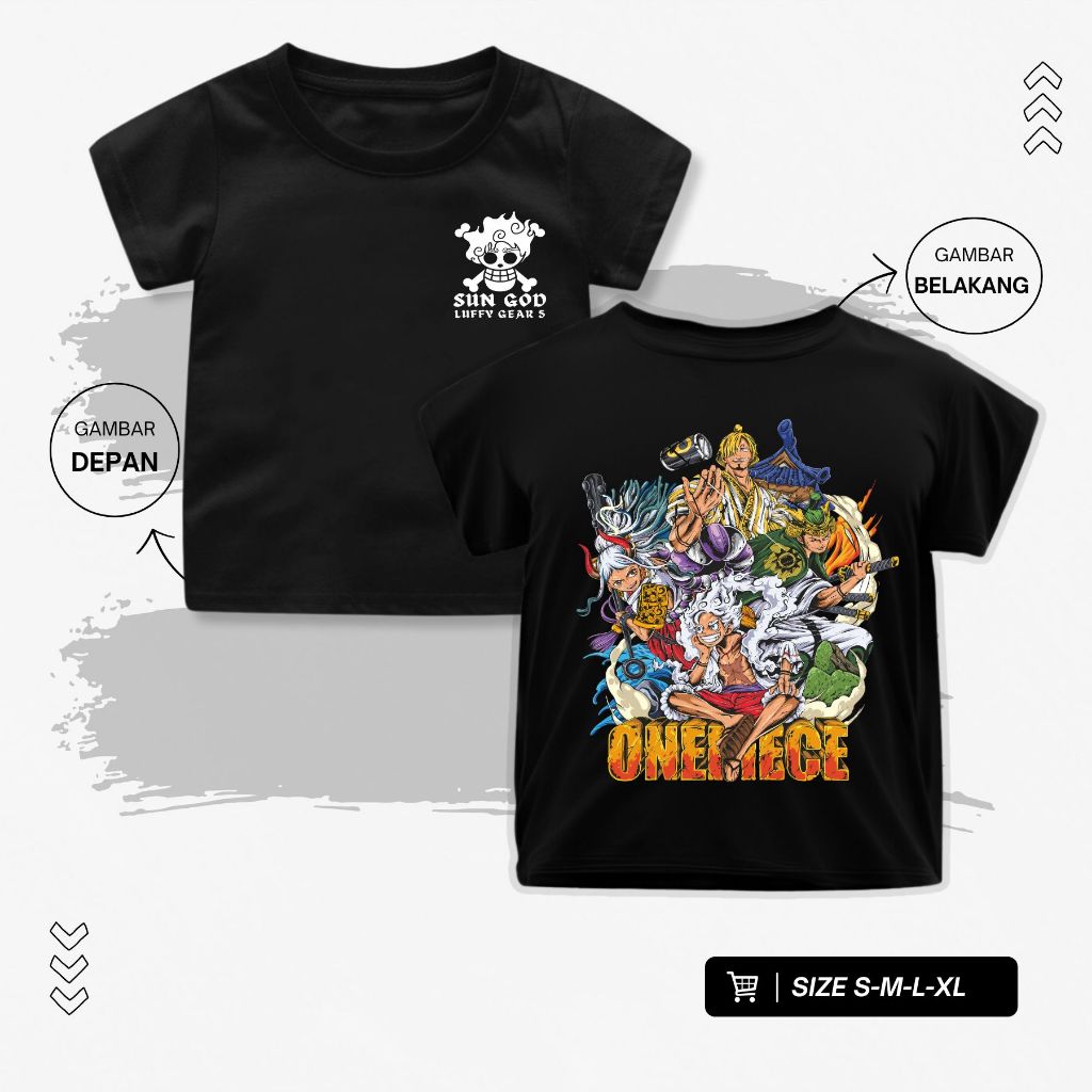 KAOS ANAK MONKEY D LUFFY ONE PIECE SABLON DEPAN BELAKANG/ KAOS ANIME / T-SHIRT ANAK ANIME FASHION